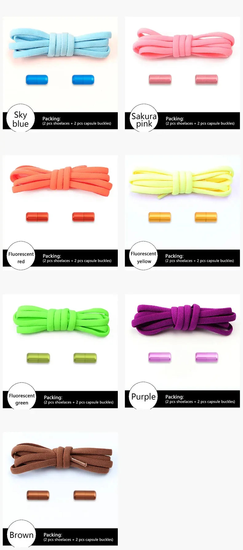 Elastic laces Sneakers Colorful Options No tie Shoelace for Sports Round Shoelaces without ties Kids Adult Shoes  Accessories