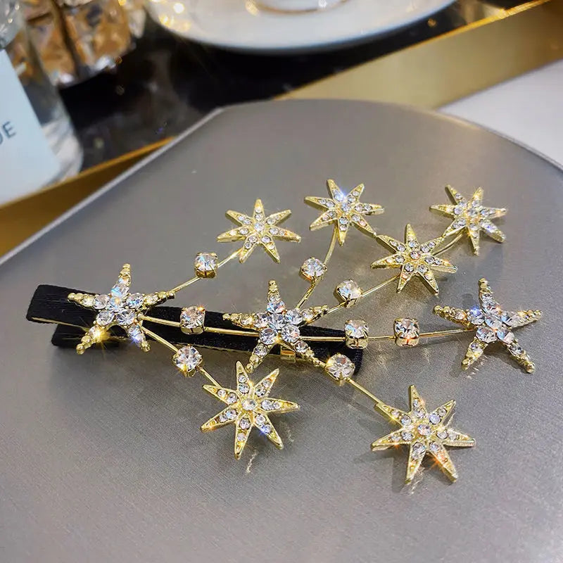 New Women Luxury Elegant Shining Full Stars Silver Gold Hair Clips Sweet Hair Ornament Headband Hairpin Fashion Hair Accessories