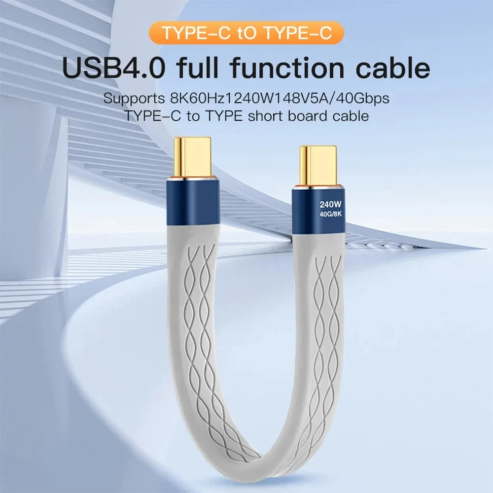 NNBILI USB4 Data Cable 40Gbps USB C to Type C Short Cable PD 240W 8K 60Hz for Thunderbolt 3/4 iPhone 15 Pro Max SSD Power Bank