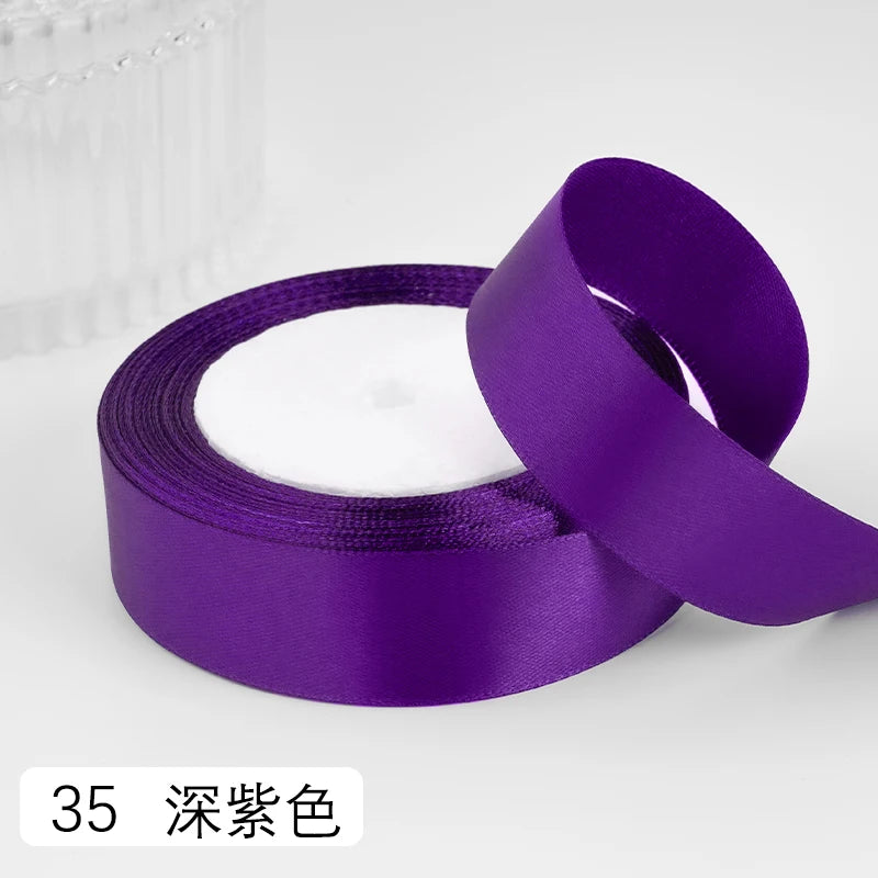 25yards/roll 1inch Satin Ribbon DIY Handmade Crafts Gift Box Flower Cake Decoration Wedding Birthday Party Festival Supplies