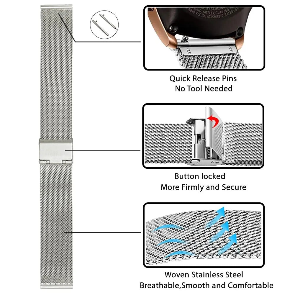 22mm 20mm Milanese Loop Strap For Samsung Galaxy Watch 7 6 5 4 44mm 40mm S3 Active 2 Amazfit Bracelet Huawei GT 3 4 46mm 2e Band