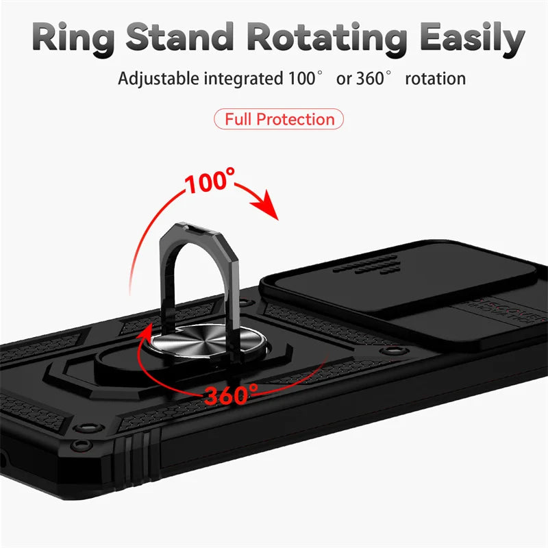 Silde Lens Armor Shockproof Phone Case For Samsung Galaxy S20 Ultra S20 Plus S 20 FE S20+ Magnetic Car Holder Ring Protect Cover