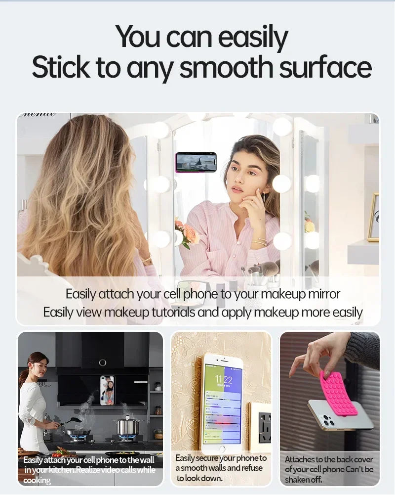 Double Sided Silicone Suction Cup Multicolor Strong Adhesive Stand For iPhone 11 12 13 14 15 16 Pro Max Detachable Phone Holder