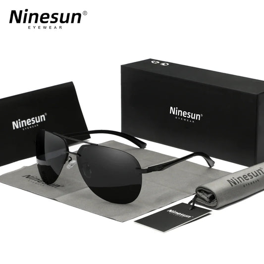 Ninesun Aluminum Magnesium Polarized Rimless Lens Sunglasses For Men High Definition Women Fishing Driving Glasses UV400