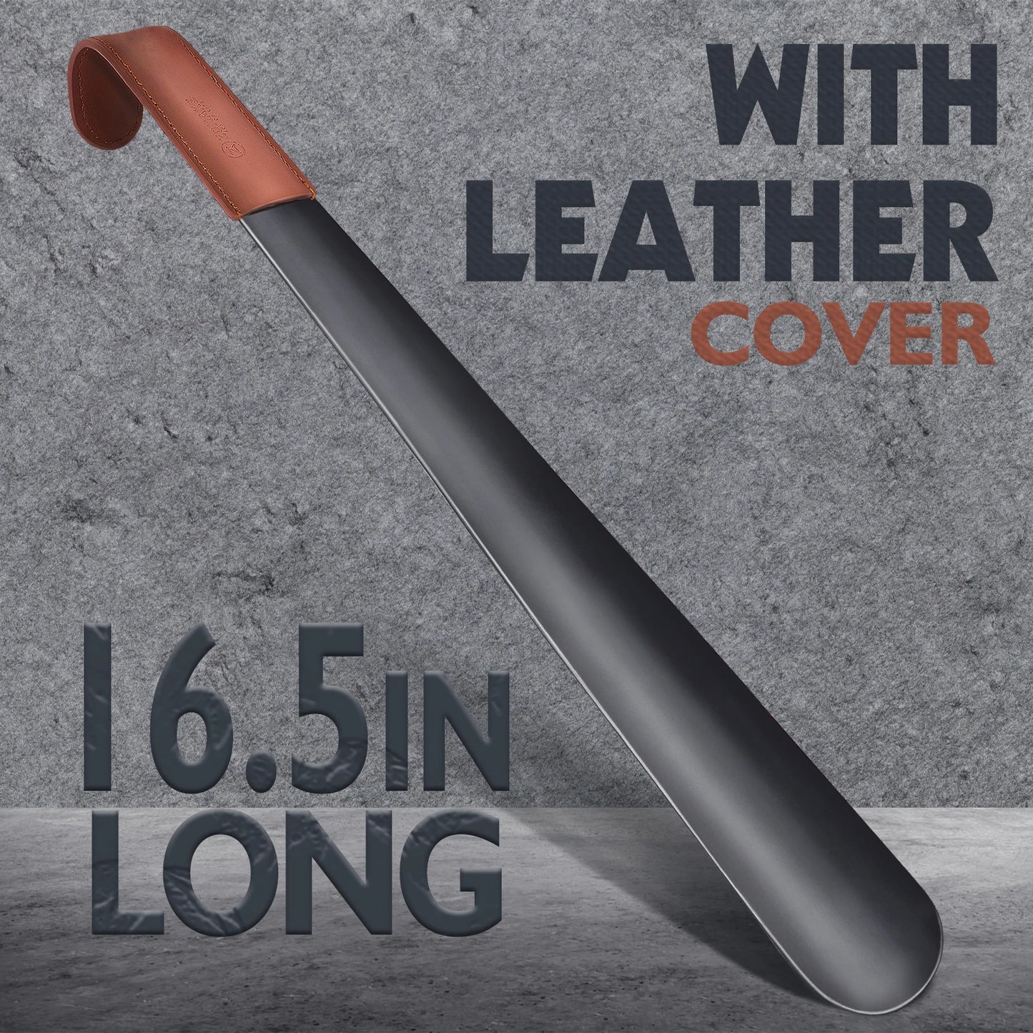 Metal Shoe Horn Lifter Long Handled Shoe Horn with Leather Strap Stainless Steel Shoehorn Spoon Shape Long Shoe Horn for Boots