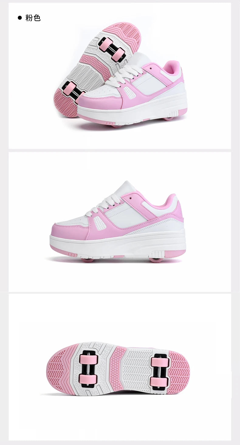 Children's Roller Skate Shoes Student Inline Skating Shoes grils 4-Wheel Deformation Boy's Skating Shoes