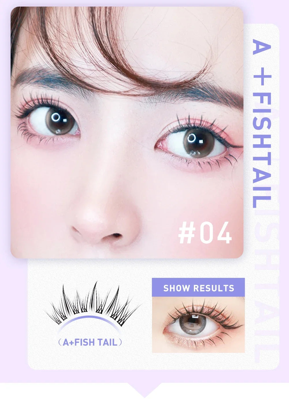 Fish Tail Cluster Eyelash A/M Shape Spikes Lashes Individual Dovetail Makeup Extension Wispy Premade Fans Natural Fluffy 3Rows