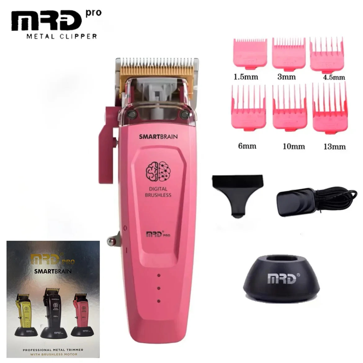 MRD Smart Brain HC-90-4 Hair Clipper Men's Professional Full Metal Lift Height Torque Digital Brushless Motor Cordless Trimmer