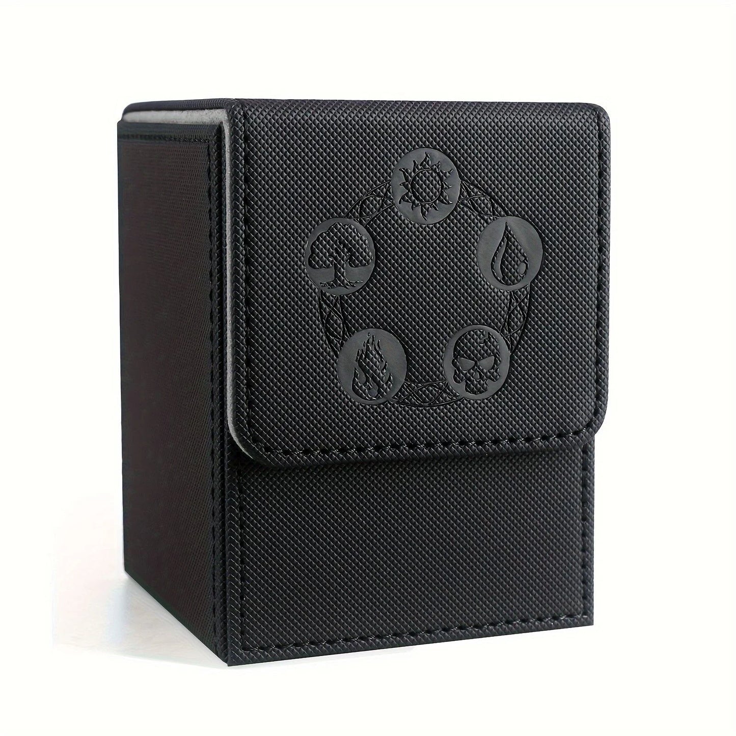 MTG Card Deck Box, Copyrighted Design，Fits 100+ Single Sleeved Cards, Magnetic Closure PU Leather Card Box for TCG Cards