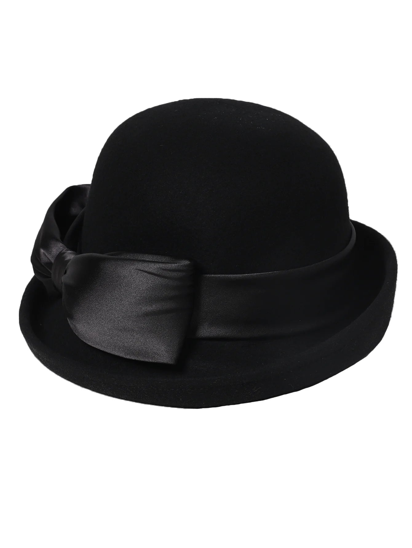 Wool Felt Fedoras Hats for Women Ladies White Black Elegant Curl Brim Top Hat for Wedding Bride Formal Church Cocktail Tea Party