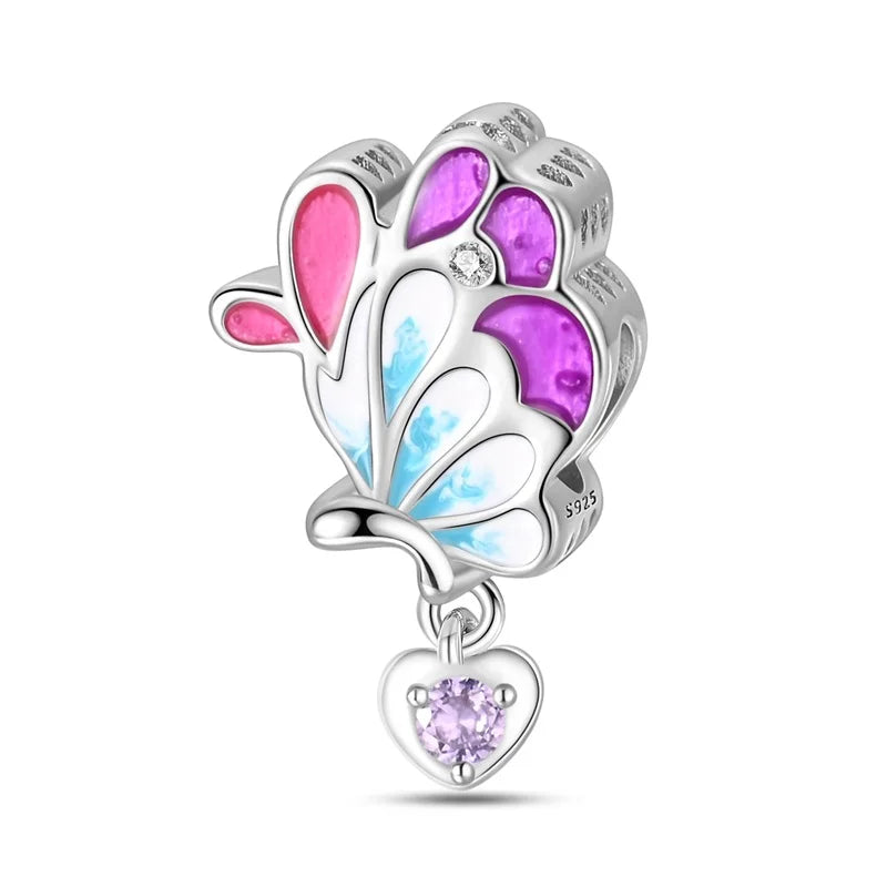 925 Sterling Silver Princess Powder Series Exquisite Daily Bow Sweet Charms Beads Fit Pan Original Bracelets DIY Jewelry
