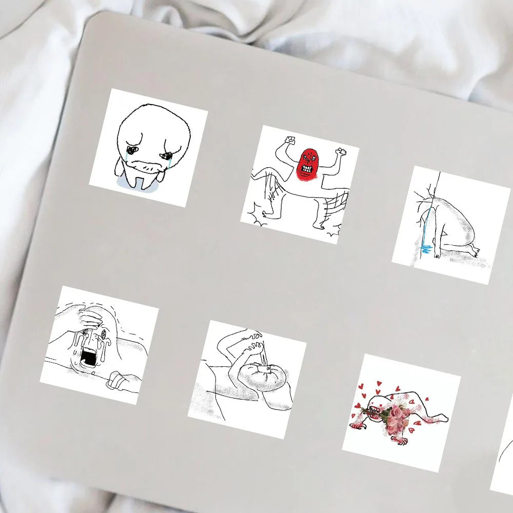 62PCS Emotional breakdown Mental state meme sticker funny sticker Scrapbook DIY Child Phone Stationery Supply for Kid