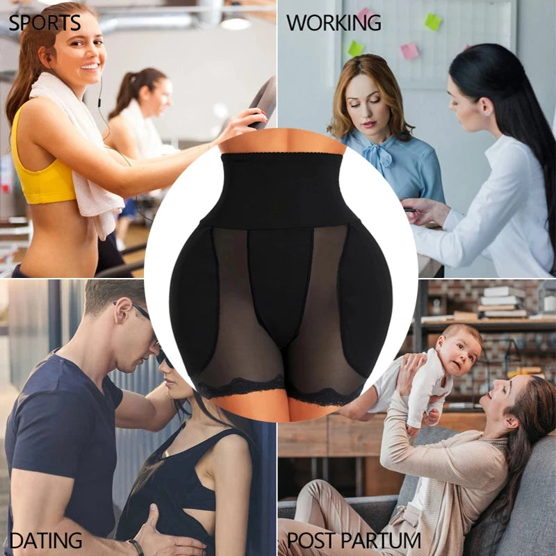 YBFDO Women Shapewear Padded Hip Butt Lifter Lace Panties High Waist Trainer Tummy Control Corset Body Shaper Hip Enhancer Thigh