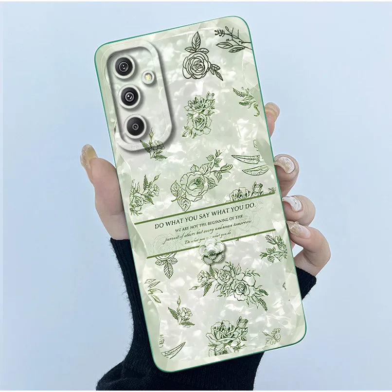 For Samsung Galaxy M34 M35 5G F34 5G Simplicity Flowers Liquid Shockproof Silicone Soft Phone Cover For SamsungM34 5G Case