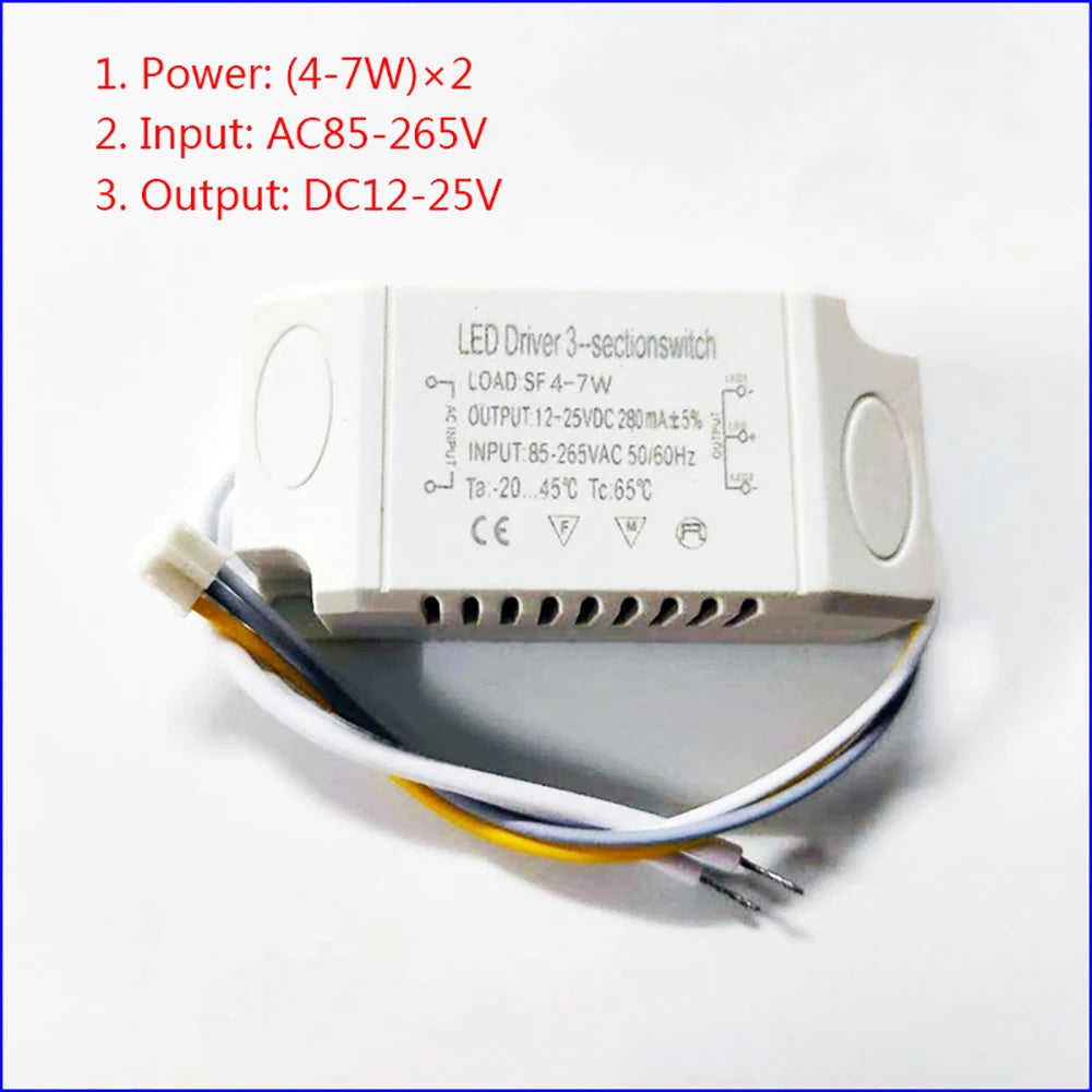 AC Input 85-265V Isolation driver With 3Colors LED transformer (8-12W)×2 (36-50W)X2  for dimmable color-changeable chandelier