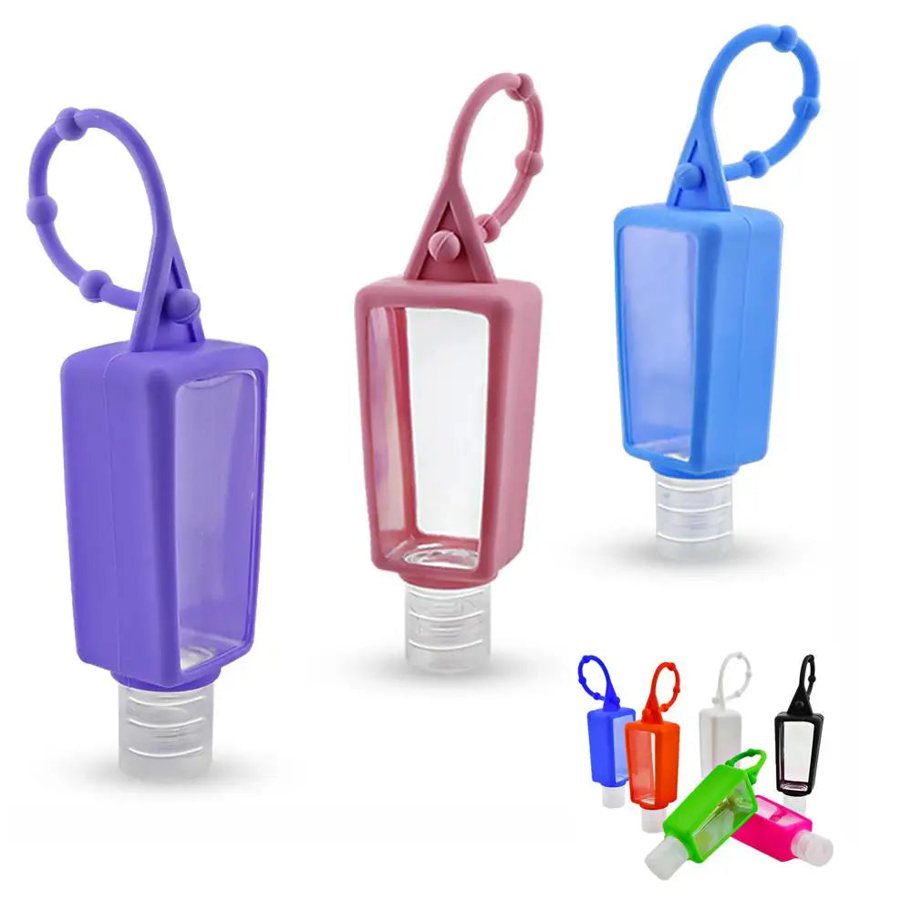 Mini Hand Sanitizer 30ml Silicone Hand Gel Holder Refillable Hook Empty Squeeze Bottles Portable Travel Soap Dispenser