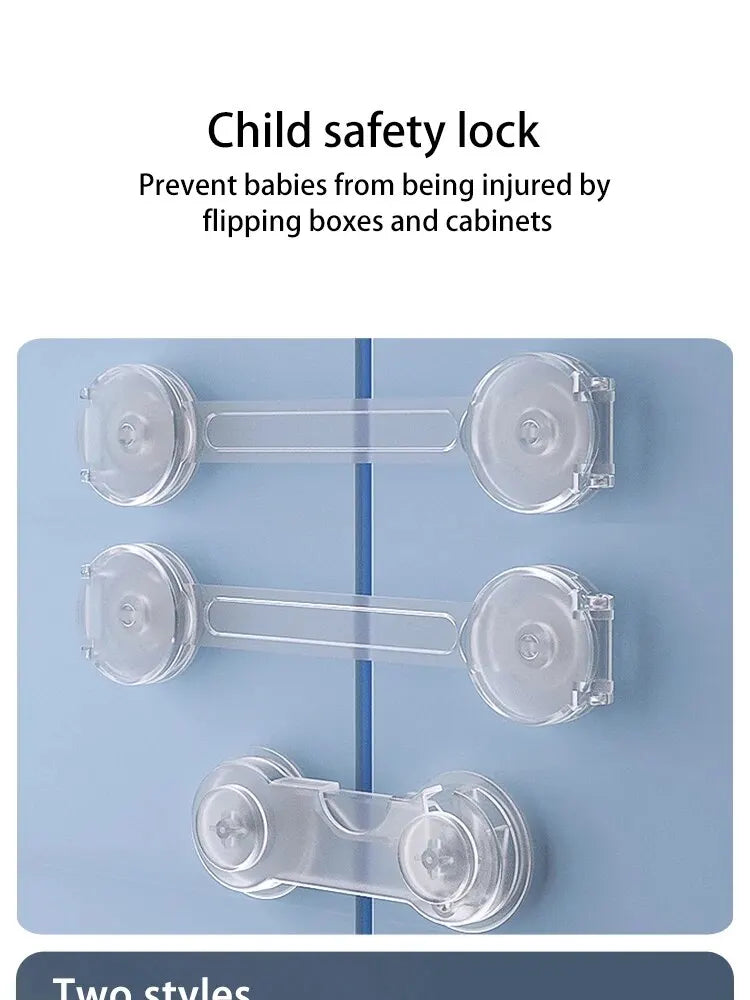 5PCS Child Safety Lock Drawer Anti Opening Lock Transparent Fridge Cabinet Door Lock Multi-functional Protection Safety Latch