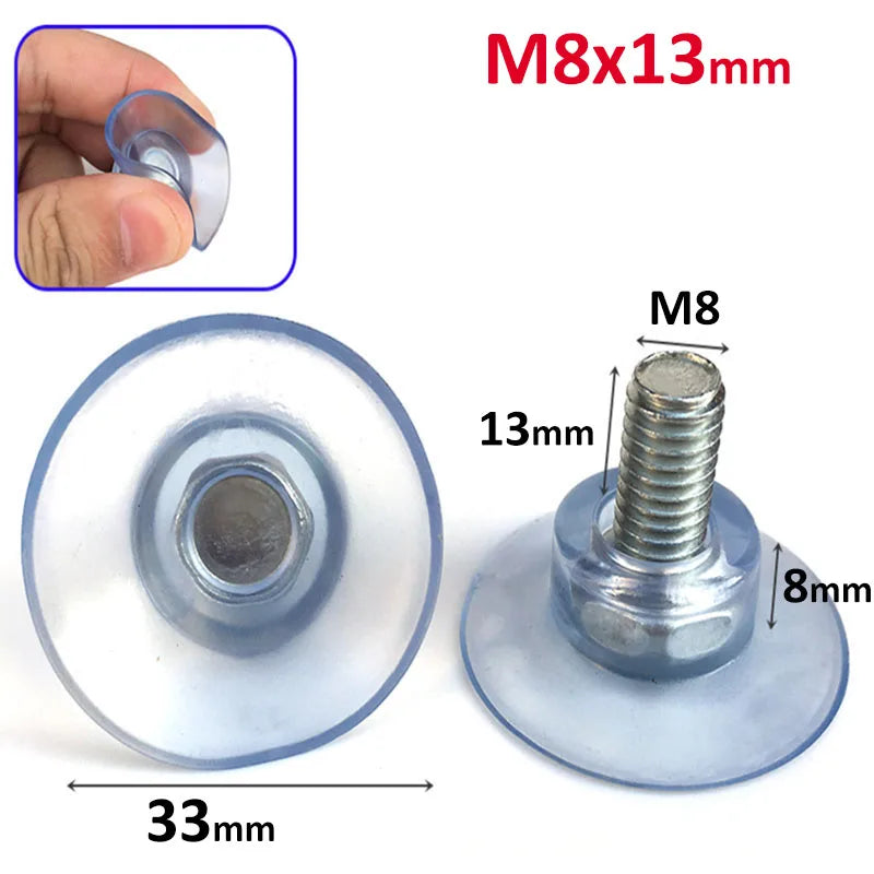 2/5/10/20Pcs Suction Cup Hooks with Screw Shank M6 M8 Clear Sucker Pads Strong Adhesive Holder for Car Glass Bathroom Wall Door
