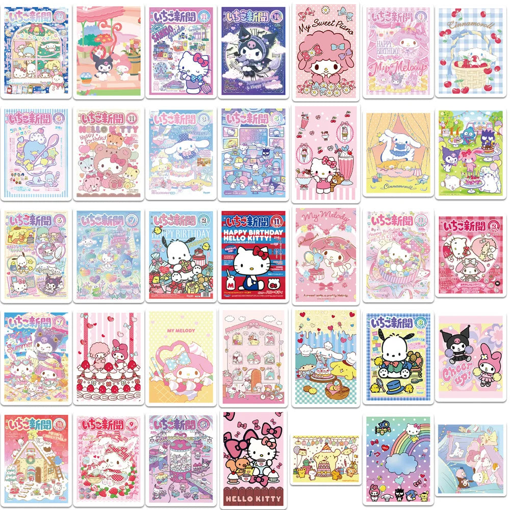 65pcs Kawaii MyMelody Sanrio Labels Sealing Stickers Aesthetic Decorative Stationery Diary Waterproof Cute Kids Sticker
