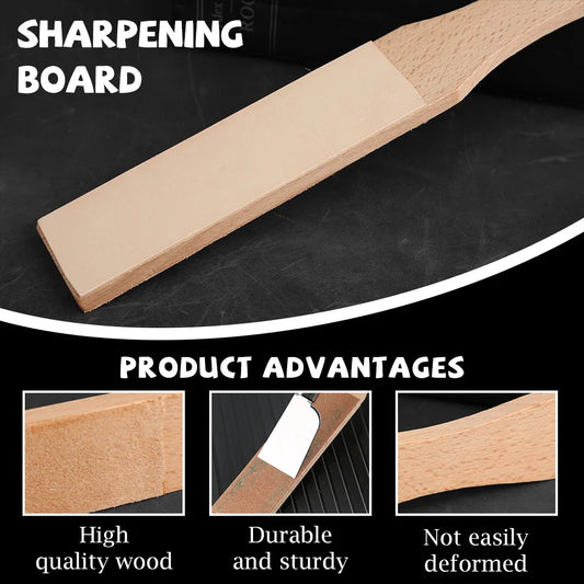 MIUSIE Wood Leather Sharpening Board Polishing Board Leather Knife Sharpener Sharpening Strop Tool Double Sided Polishing Board