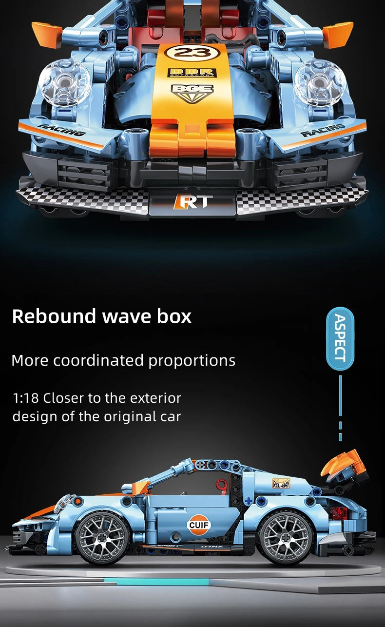 NEW 1680Pcs 1:10 Rsr Model Toys Building Blocks City Technology Super Speed Sport Car Bricks Vehicle Birthday Gifts for Children