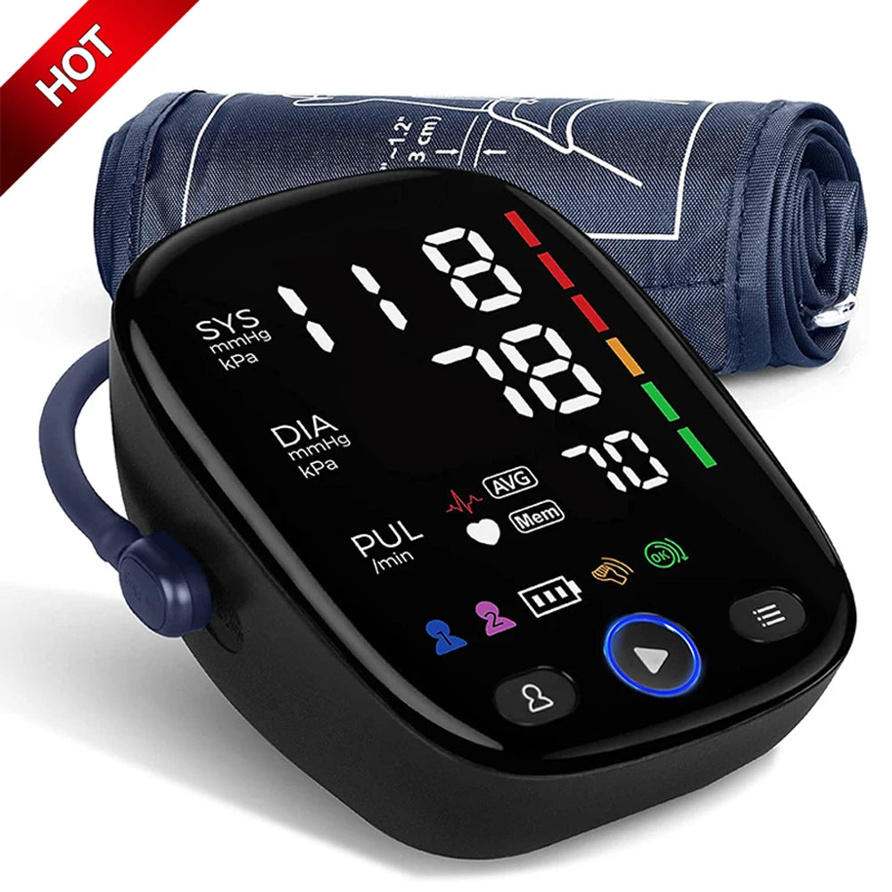 Digital Blood Pressure Monitor Upper Arm Automatic BP Cuff Machine Tonometer LED Sphygmomanometer for Home Use Health Care