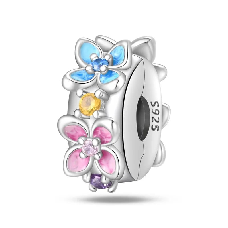 925 Sterling Silver Princess Powder Series Exquisite Daily Bow Sweet Charms Beads Fit Pan Original Bracelets DIY Jewelry