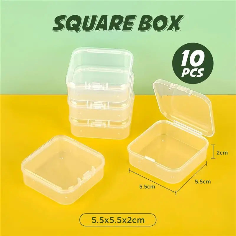 10Pcs PP Storage Box Mini Transparent Plastic Case Container Square Rectangle Packaging Box For Jewellry Beads Small Items