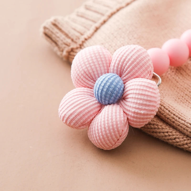 Baby Pacifier Chain Flower Shape Beech Wood Removable Clip For Handmade Baby Nipple Soother Chain Teething Toys Baby Accessories