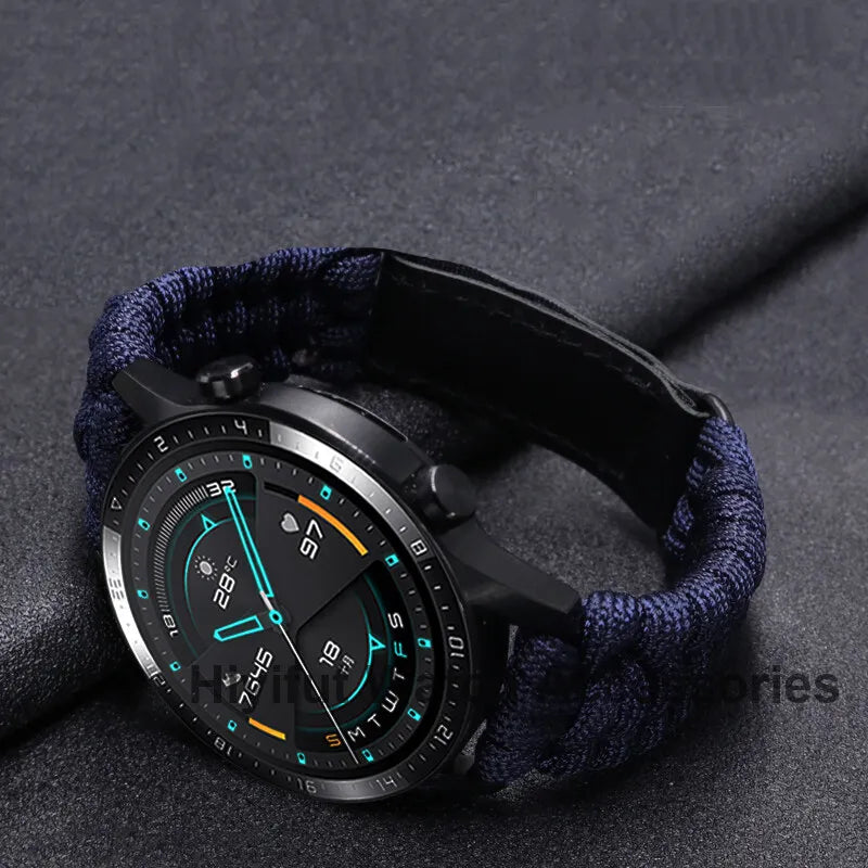 20 22mm Braided Flat Head Universal Watchband Colorful Velcro Style For Galaxy Watch 3/4/5 41/45mm 40/44 42/46mm Gear S3 Band