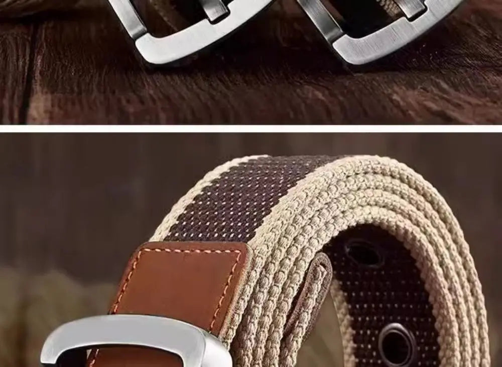 Fashionable and Trendy Canvas Belt Men's and Women's Belt Casual Belt Student Youth Cargo Pants Needle Buckle Wide Neutral Belts