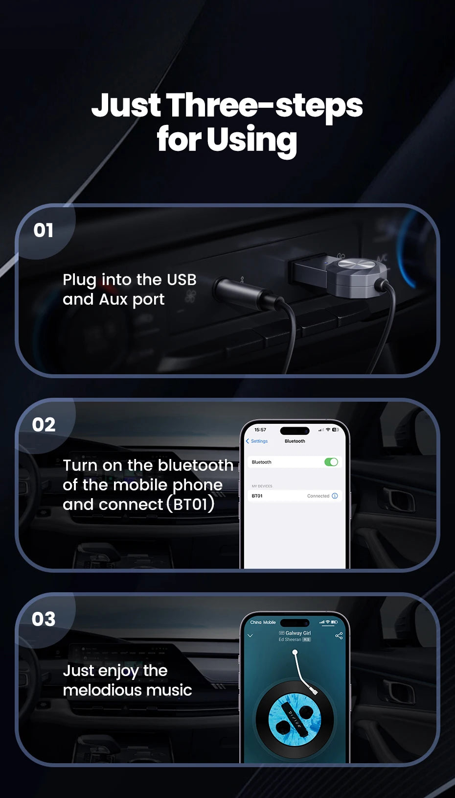 Toocki Bluetooth Car Adapter BT5.1 USB Audio Receiver Speaker For PC Speaker Wireless Mouse Earphone Keyboard Music Transmit