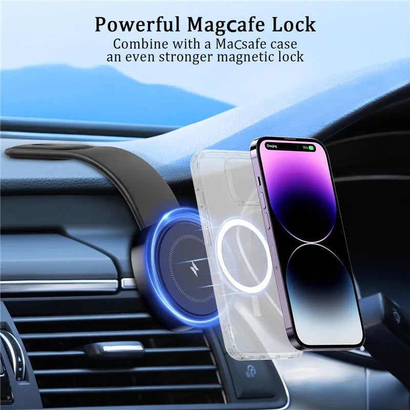 Magnetic Car Wireless Charger Fast Charging Car Phone Holder Center Control Screen Dashboard for iPhone 15 14 13 12 Pro Max Mini
