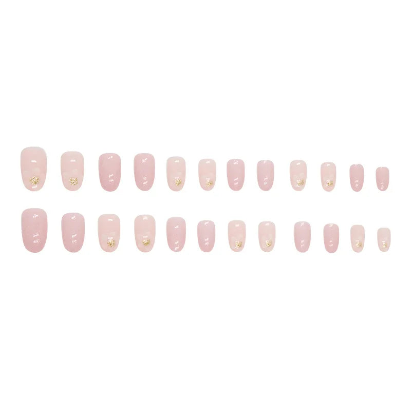 24 PCs Short French Simple Flower Nails with 1 Jelly Gel and 1 Nail File