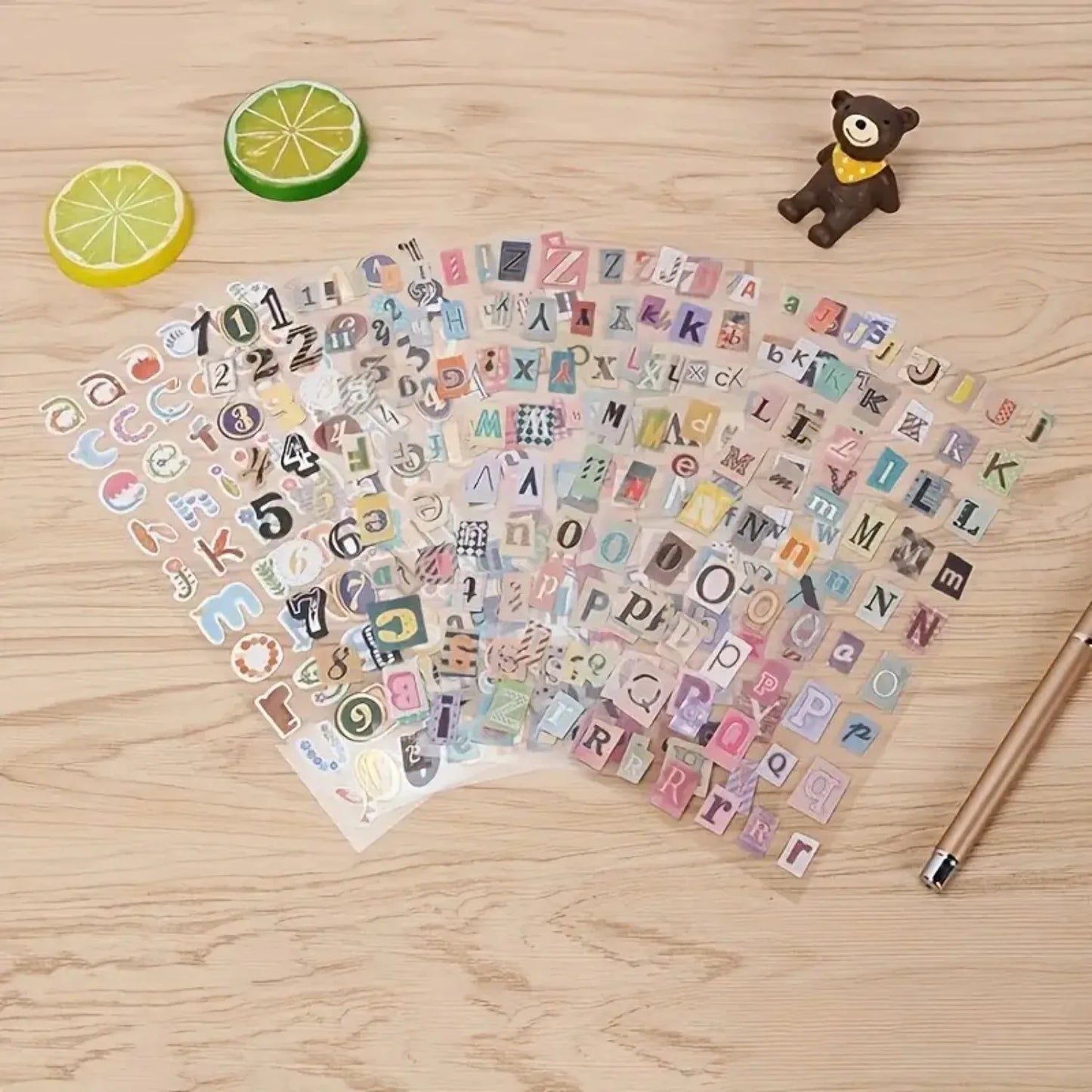 6sheets/lot English Alphabet Number Retro Sticker Album Diary Decoration DIY Decorative Stickers Handmade Stickers Scrapbooking