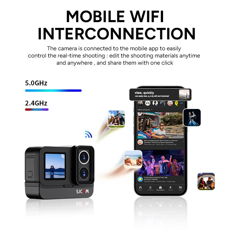 SJCAM SJ20 Dual Lens Dual cameras 4K Action Camera Waterproof 5G WiFi Touch Screen action cam camera sport helmet New In 2024