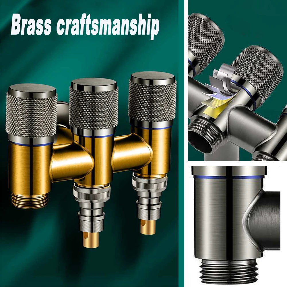 Universal 1/2 Thread One Into Three Out Faucet Kitchen Stainless Steel Inlet Valve Fitting Valve Toilet Bathroom Fittings