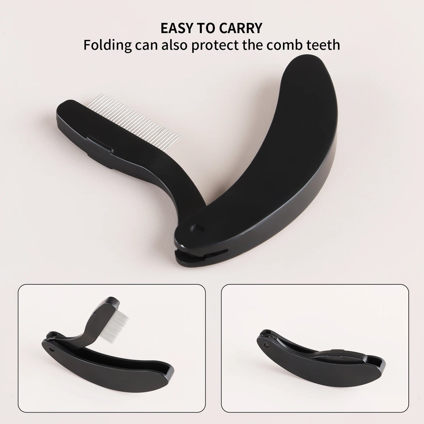 1-pack curved design eyelash beauty folding separator portable eyelash brush comb eyelashes stainless steel eyelash combing tool