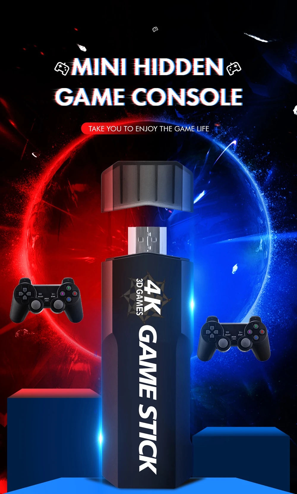 Wireless Controller GD10 4K HD 128G 40000 Retro Games Video Game Console Controller with Wireless Controllers For PSP PS1 GBA Bo