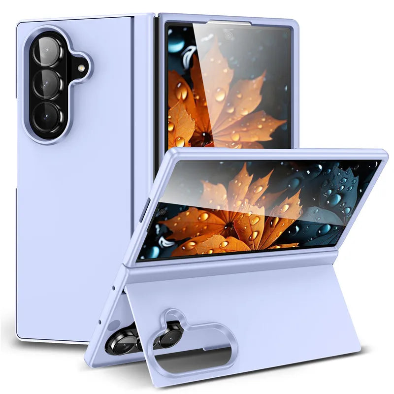 Shockproof Matte PC Folding Phone Case For Samsung Galaxy Z Fold 7 6 5 4 3 Fold7 5G Bracket Stand Holder Cover