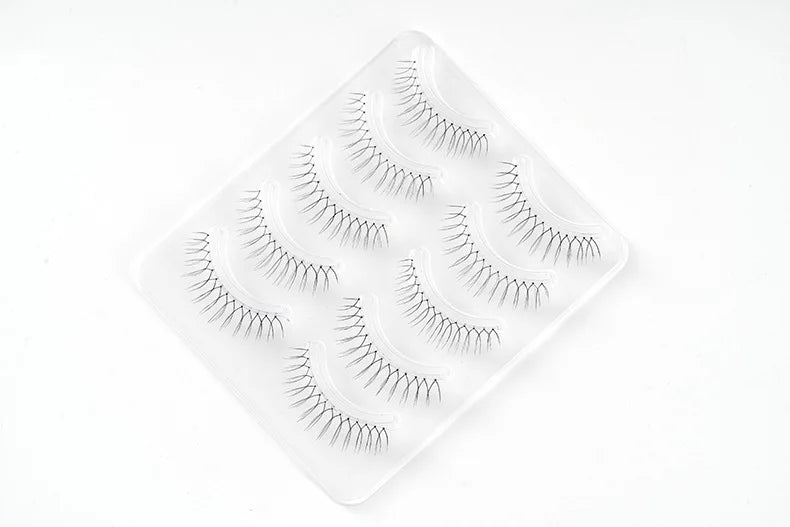 MIAOJIE Korean Fake Eyelashes Kpp Natural Transparent Stem Eyelashes U-shaped Handmade Lashes Beginner Makeup Tools A Type