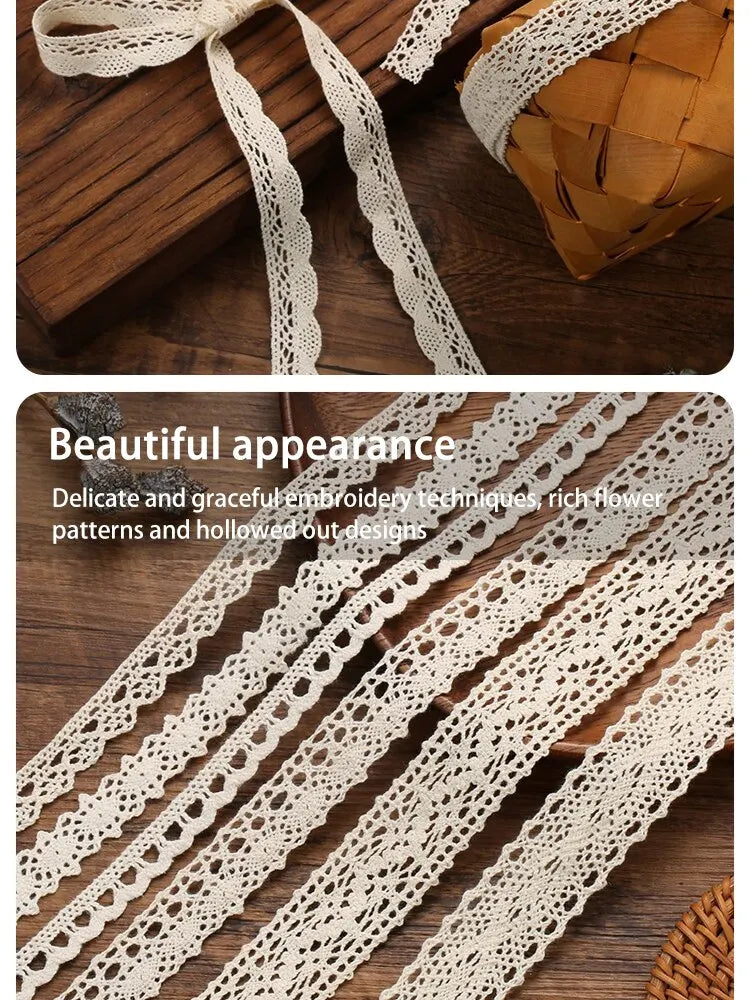 5Meter Roll White Cotton Embroidered Lace Net Ribbons Fabric Trim DIY Decorate Sewing Handmade Craft Materials Bow