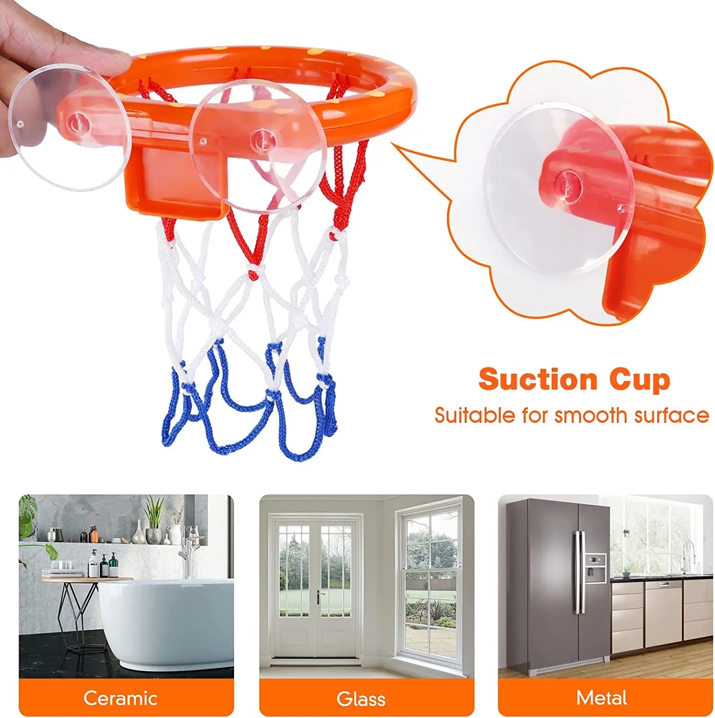 Bathroom Suction Cup Basketball Frame Playing Water Basketball Holder Indoor Mini Shooting Baby Kids Bath Toys