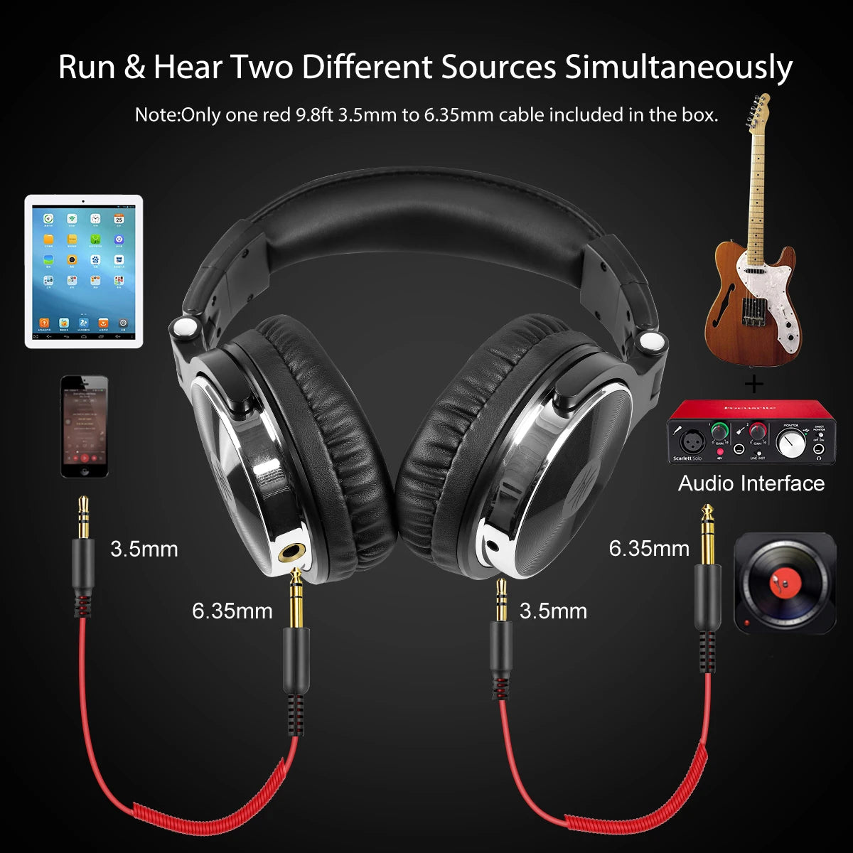 Oneodio Pro 10 Over Ear Headphones Hifi Studio DJ Headphone Wired Monitor Music Headset Earphone With Mic For Phone Computer PC
