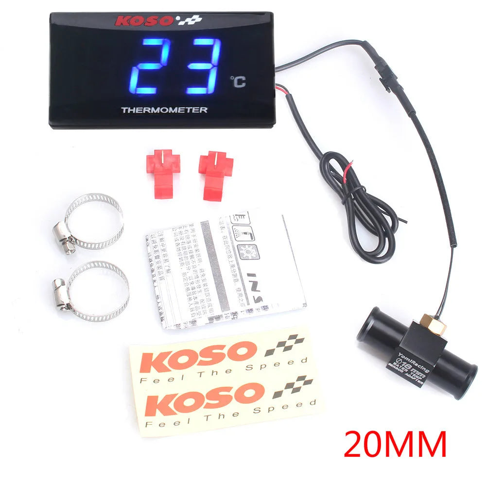 Universal Motorcycle Thermometer Instruments Water Temp Temperature Digital Display Meter Gauge Sensor Adapter For KOSO