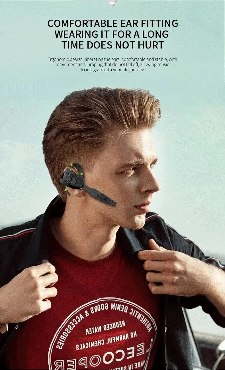 Bluetooth 5.0 Ear for PS3 Bluetooth Headset Wireless Handsfree Single Ear Hook Earphone Button Silica Gel Headphone with Mic