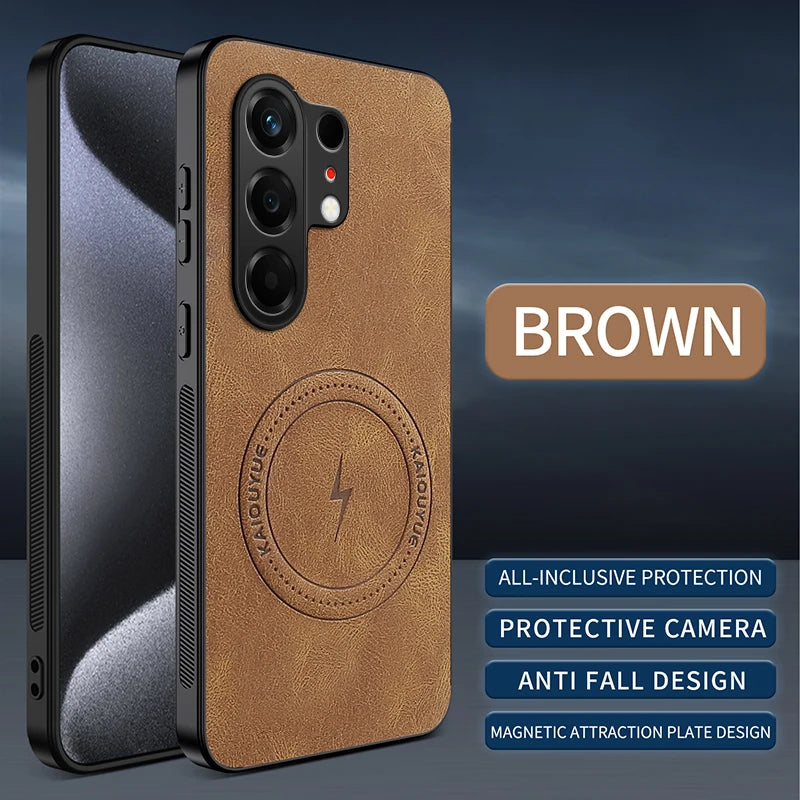 For Tecno Camon 50 4G Vintage Business Phone Case Cover Sheepskin Leather Magnetic Case Wireless Case for Tecno Camon 50 Pro 4G