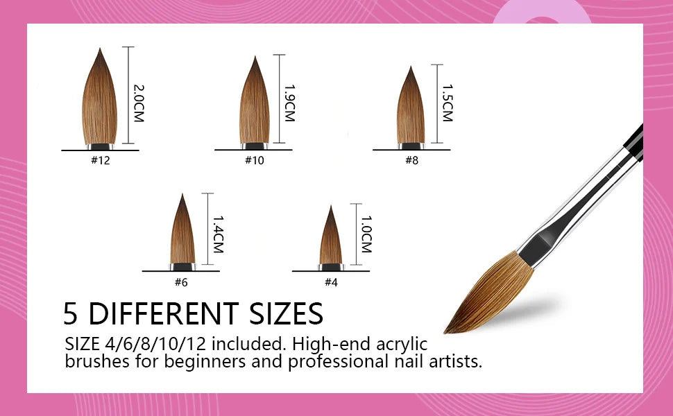 Saviland 5pcs Acrylic Nail Brush Set Acrylic Nail Brushes for Acrylic Application Professional Round Shaped Nail Acrylic Brushes