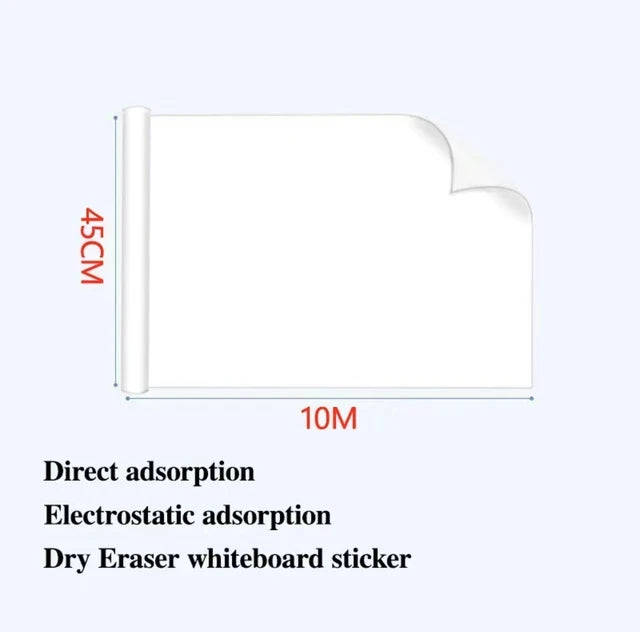 Premium Whiteboard Wall Sticker Static Cling, No Adhesive No Damage To Wall, Easy To Clean and Reuse for Home, School and Office