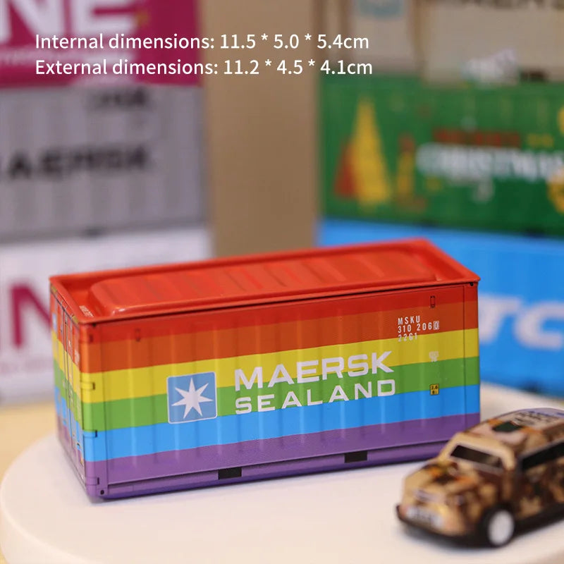 Mini Simulation Shipping Container Model Metal Storage Box Creative Desktop Organizer Ornaments Iron Box Home Office Decoration